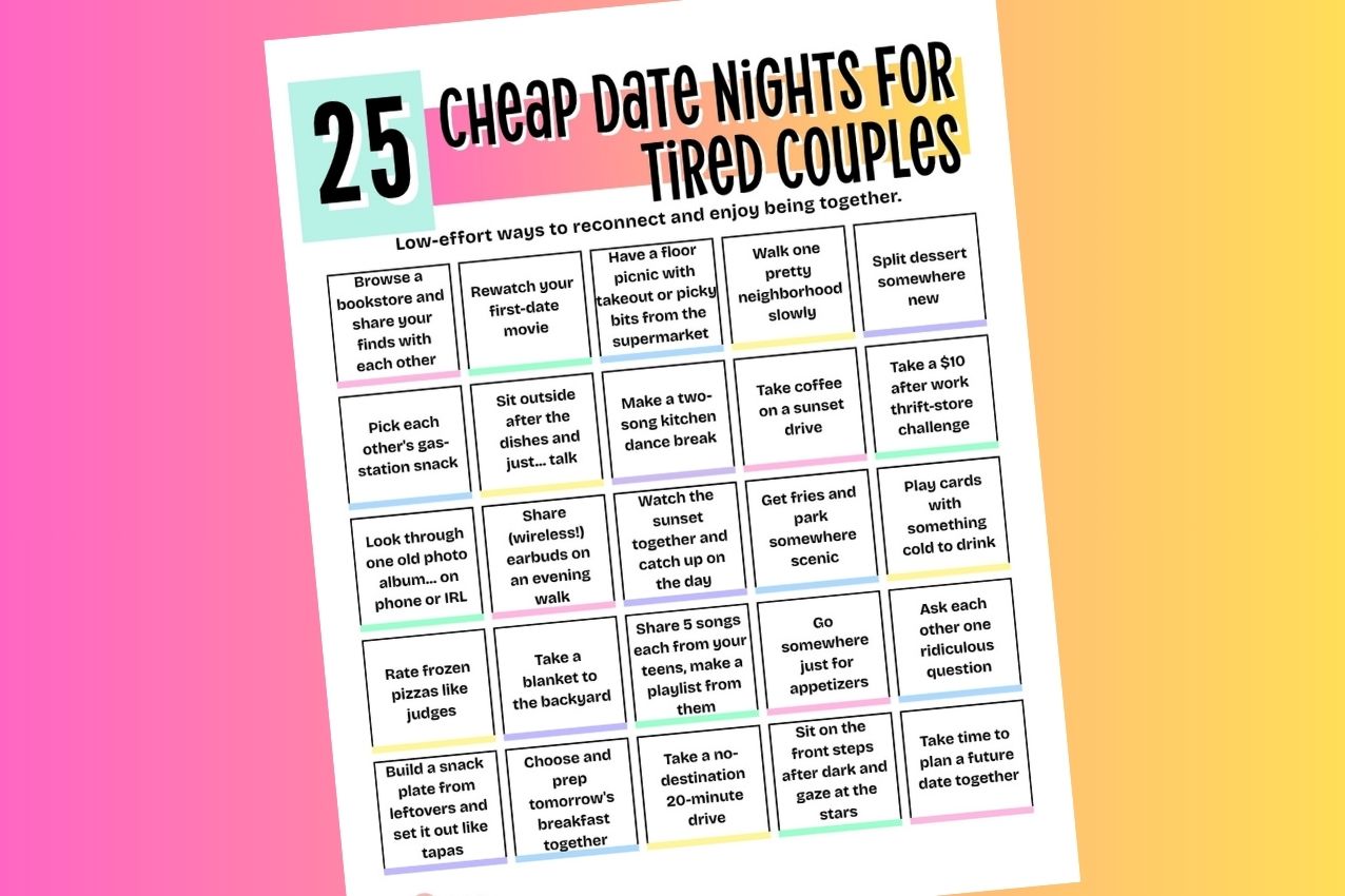 cheap date night ideas for tired couples printable