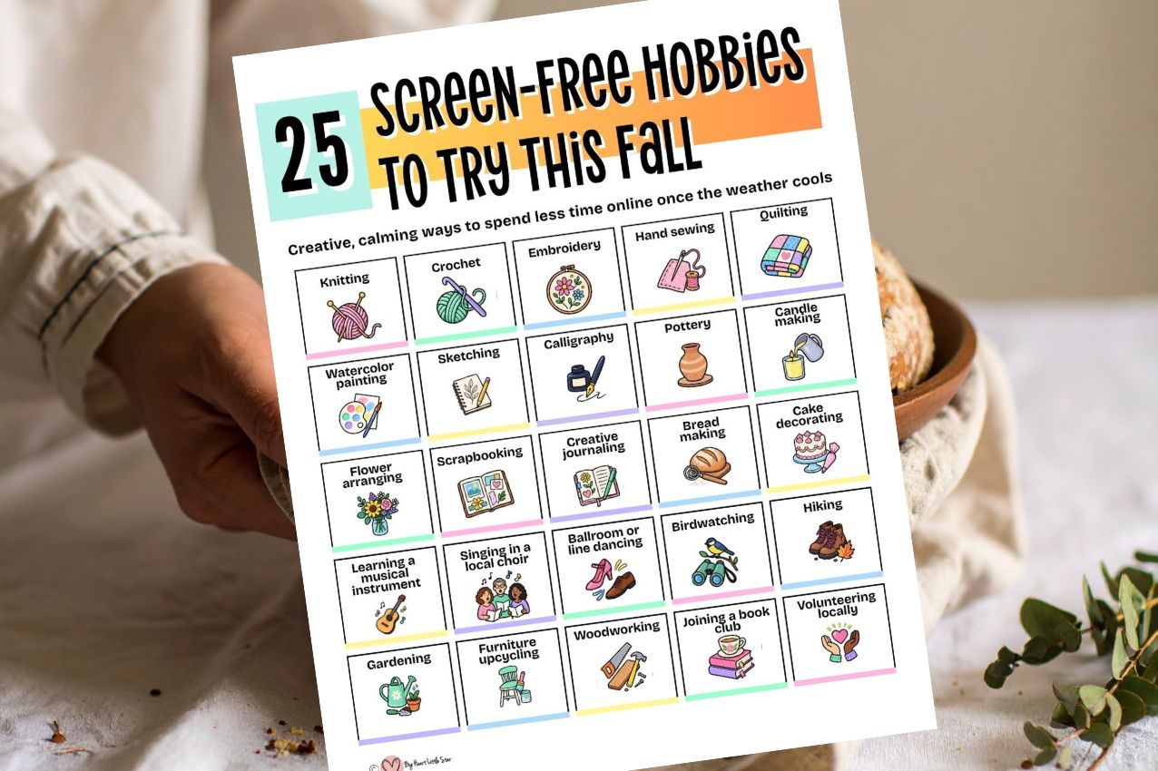 free printable list of screen free hobbies to try this fall