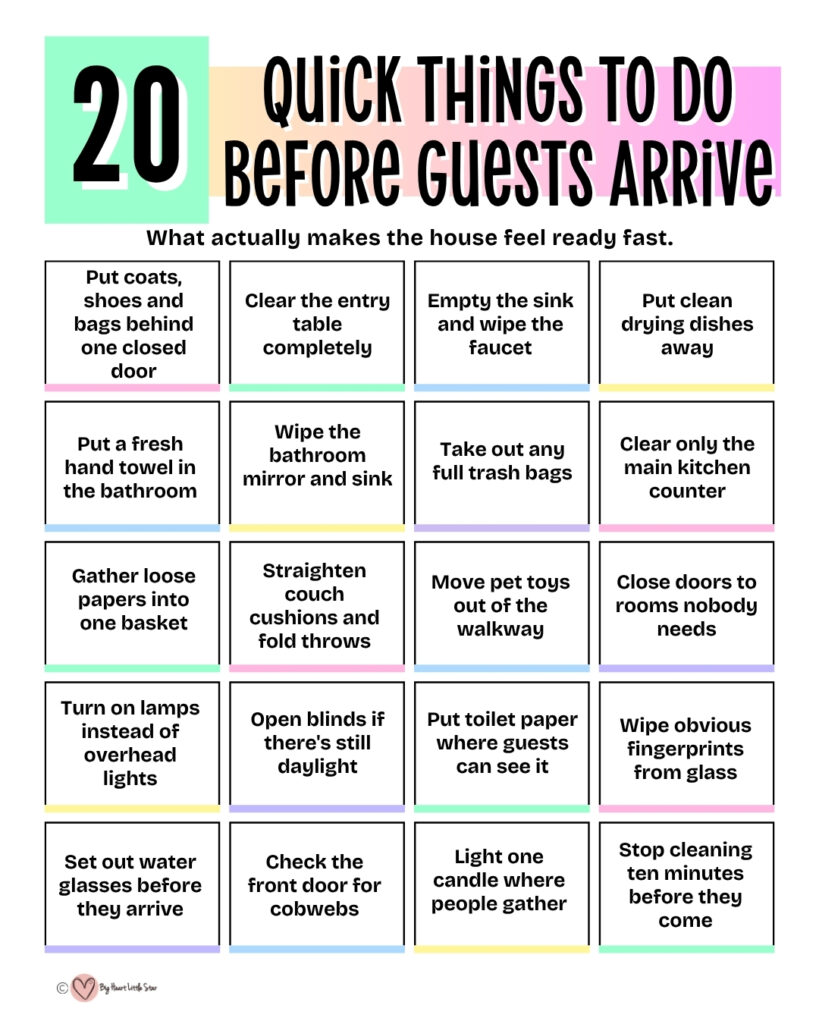 20 Quick Things to Do Before Guests Arrive 2 20 quick things to do before guests arrive checklist free printable