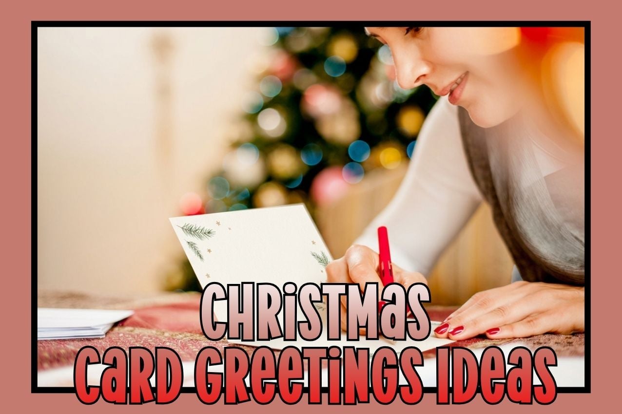 woman writing in a Christmas card
