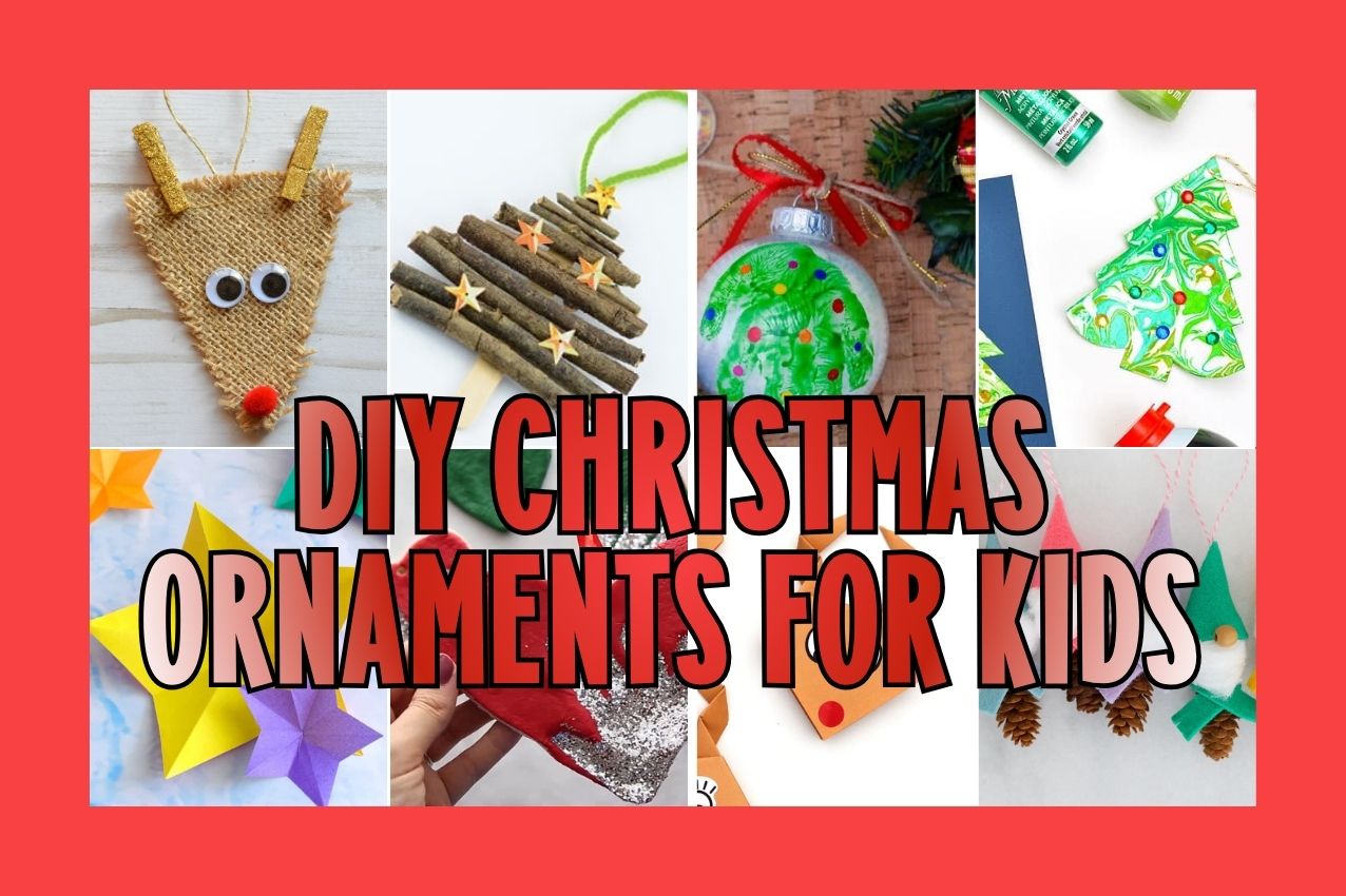 COLLAGE OF DIY CHRISTMAS ORNAMENT IDEAS FOR KIDS