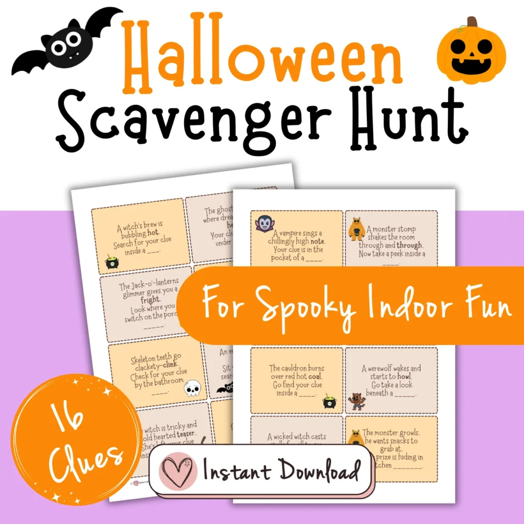 Halloween Birthday Party Ideas for Kids and Teens 3 Halloween Scavenger hunt printable game
