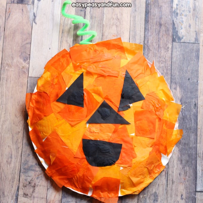 Image for Tissue Paper Mosaic Pumpkin Paper Plate Craft