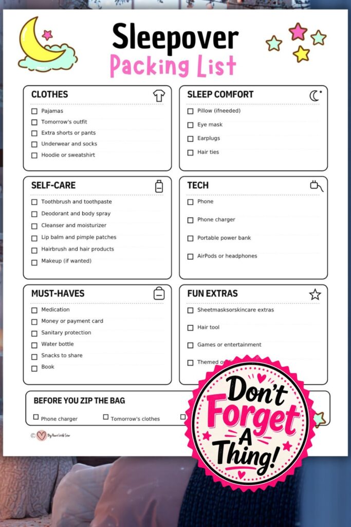 30 Christmas Sleepover Ideas For Teens (Ultimate Cozy Night In) 2 free printable Sleepover Packing List