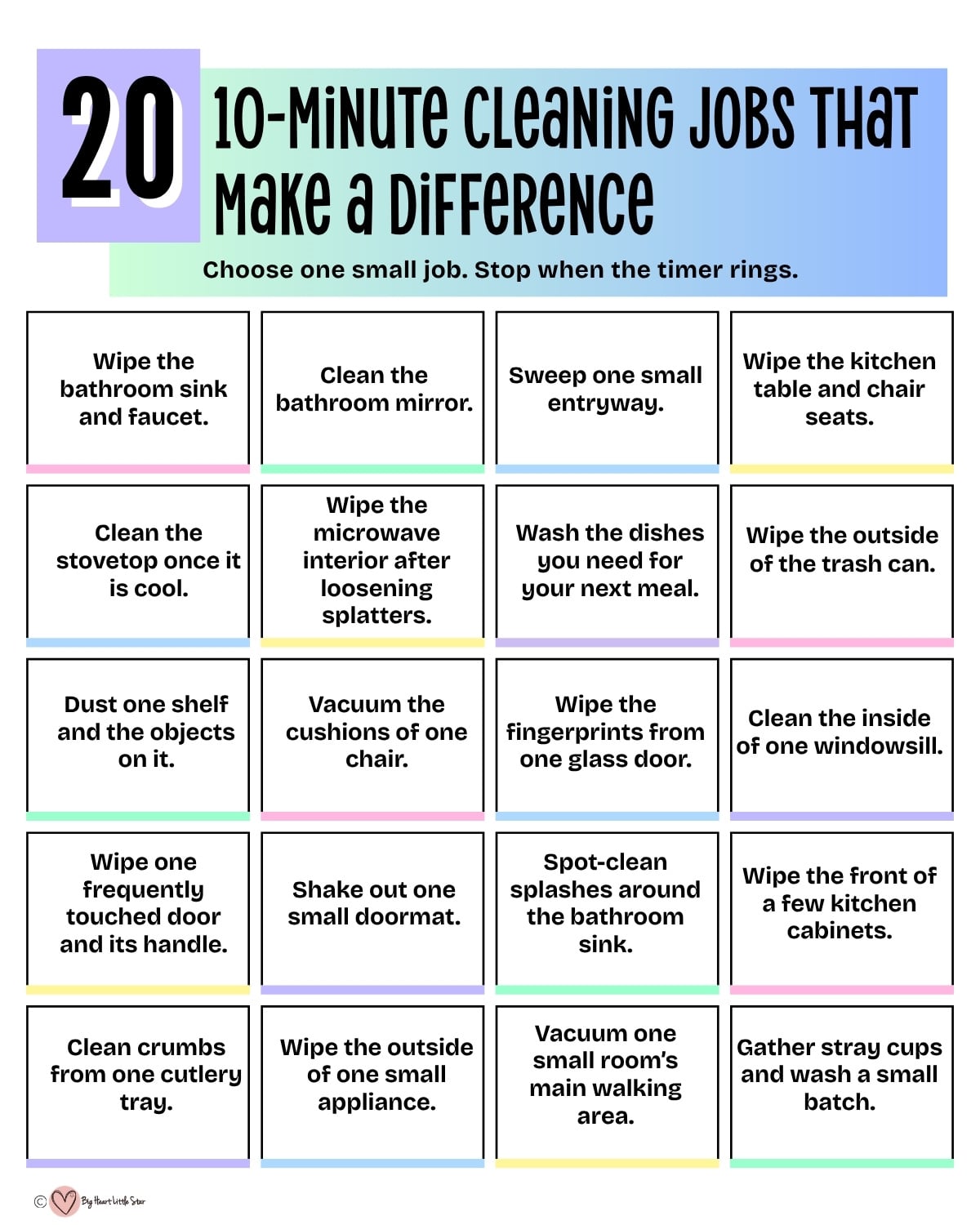 10-Minute Cleaning Jobs That Make a Difference printable list