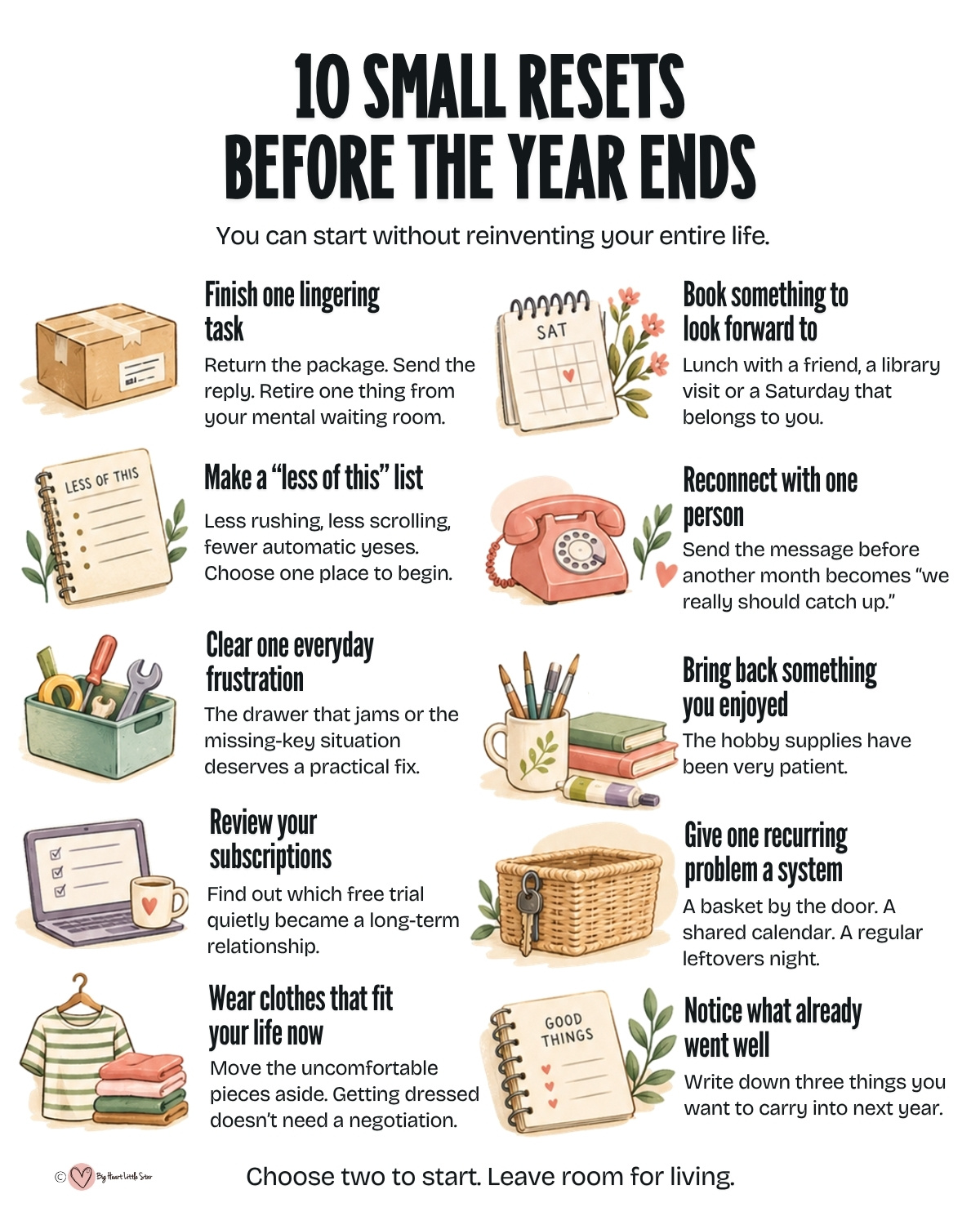 The 30-Day Life Reset: 16 Realistic Ideas To Feel Calmer And More In Control 4 Ten Small Resets Before the Year Ends printable