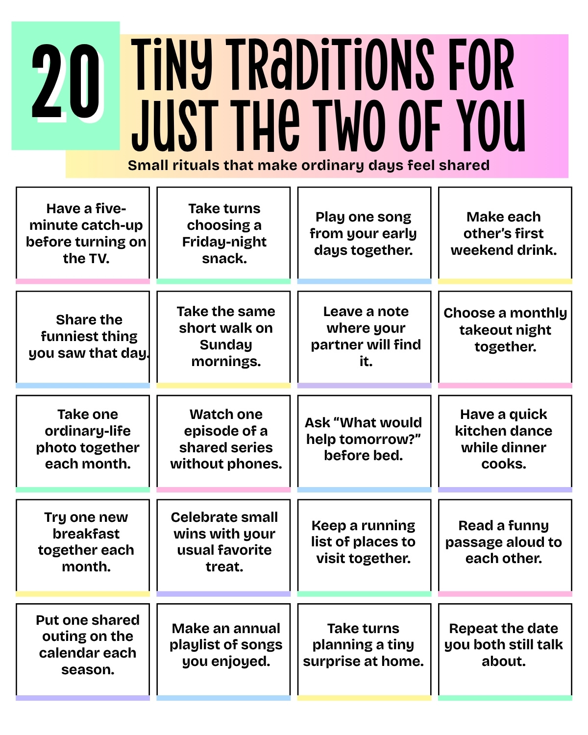 Week 41 Printables: October 5–11, 2026 4 Tiny Traditions for Just the Two of You printable